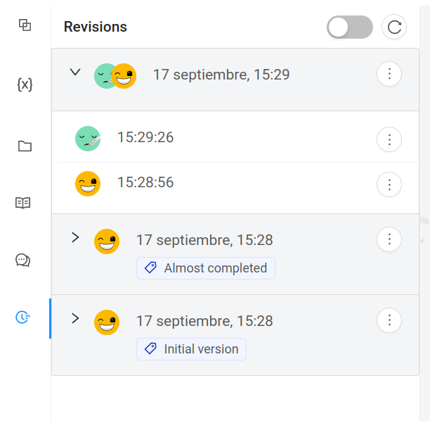 Notebook revisions table